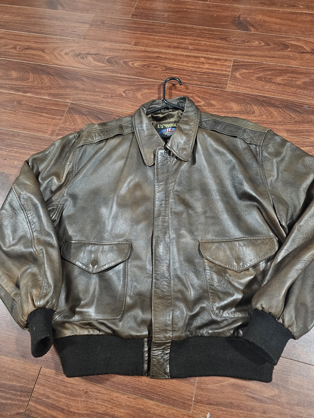 Vintage Near Mint US Wings Type A2 Leather Bomber Jacket Mens Sz 3XL